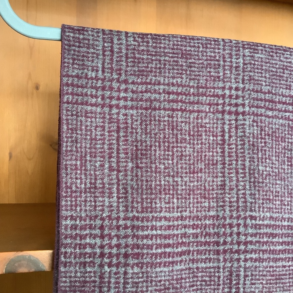 Club Room 100% Silk Grey & Plum Fringe Scarf – Lightweight & Classic - Picture 4 of 11